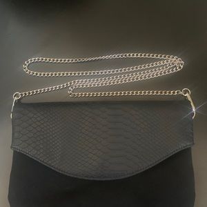 Crossbody purse faux crocodile leather black